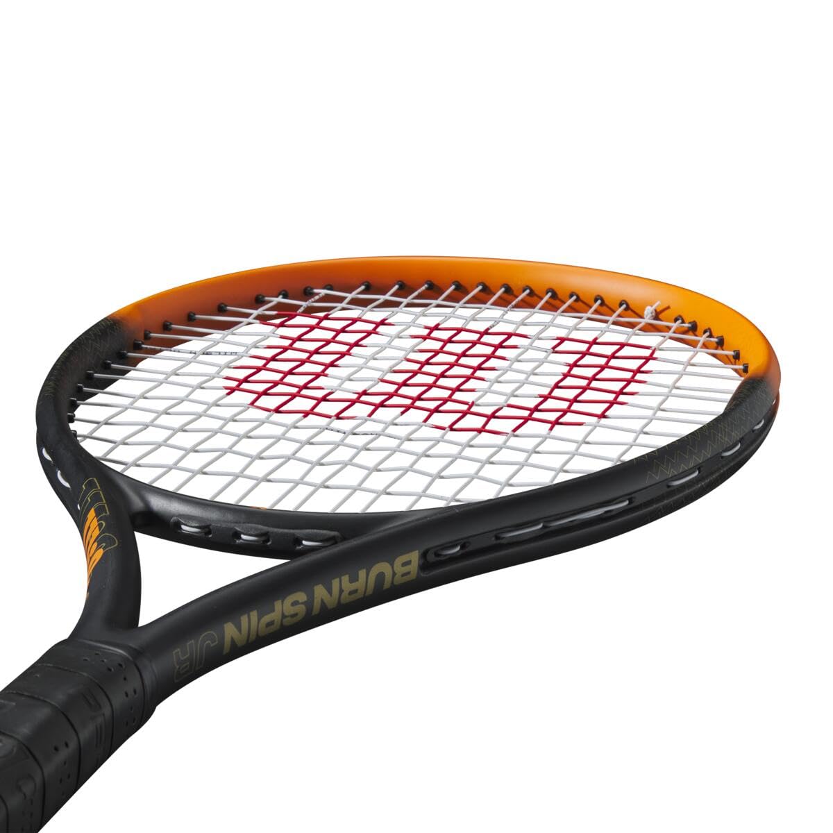 Wilson Racchetta Da Tennis Burn Spin Jr 25, Design Leggero Con Effetto Migliorato, Struttura Resistente, Finitura Brillante, Colore: Nero/Arancione, Misura: 25