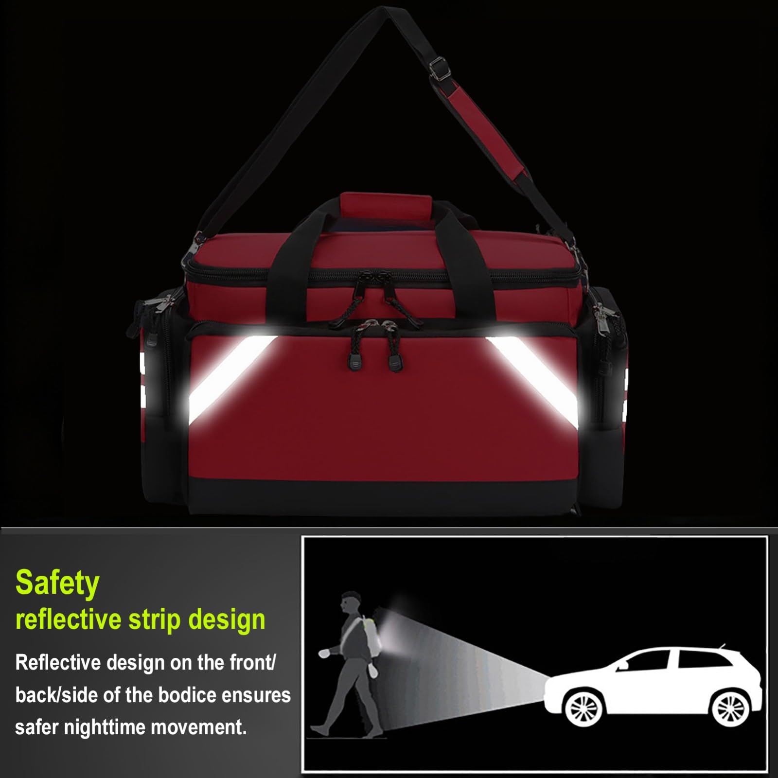 Erste Hilfe Kit Leer,Reiseapotheke Wasserdicht Prävention Verschleiß Widerstehen Erste Hilfe Tasche mit Reflektierende und Verstellbare Schultergurte Streifen für Arbeitsplatz Outdoor(Navy blue)
