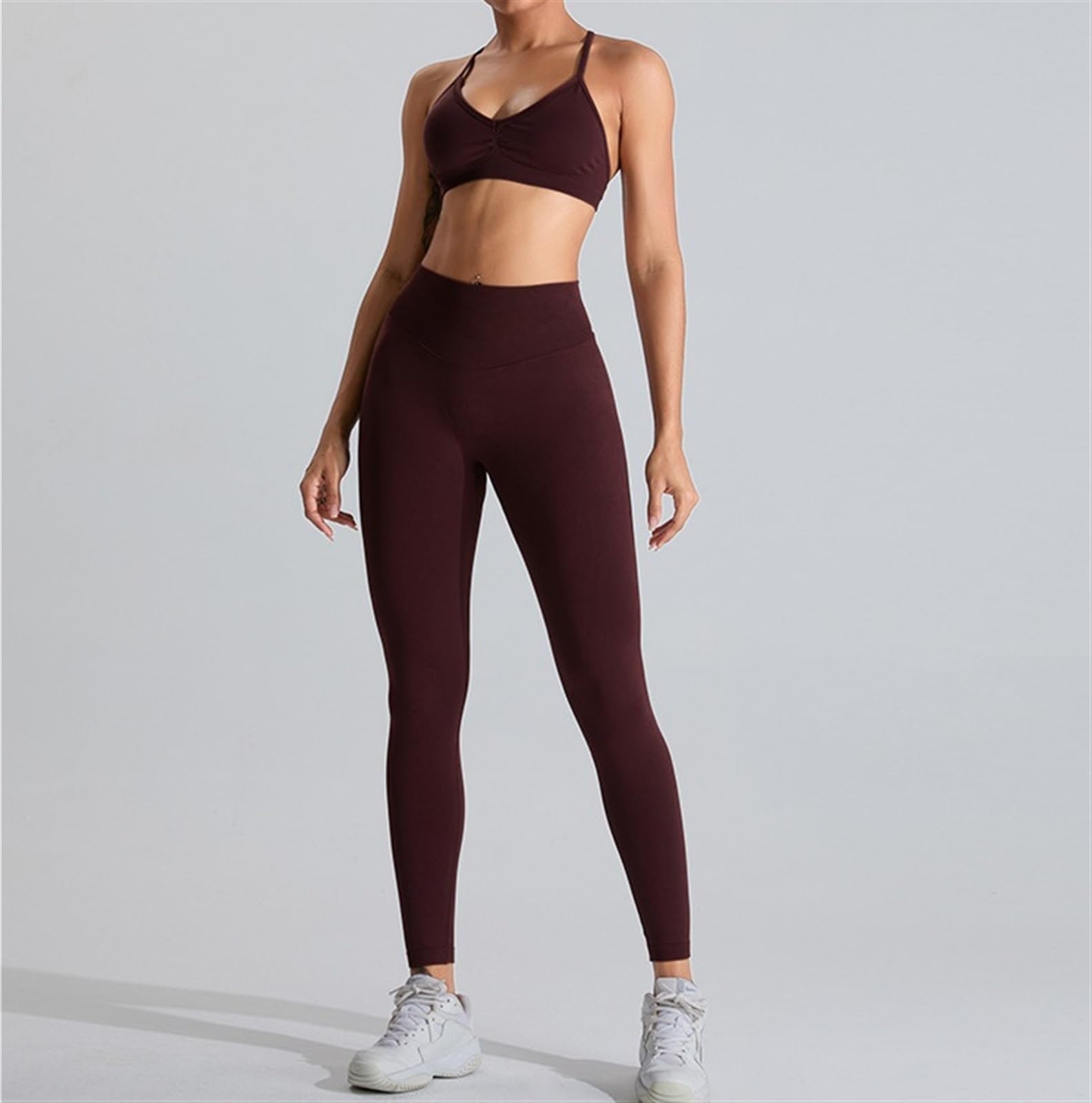 Genérico 2 Uds Mallas Gimnasio Mujer Cintura Alta Levantamiento Glúteos Pantalones De Yoga Deportivos Ajustados Fitness Al Aire Libre