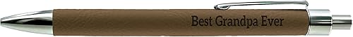 ThisWear Pluma del Día del Padre para el abuelo Best Grandpa Ever Grandpa Pen Grabado Brown Leatherette Ink Pen