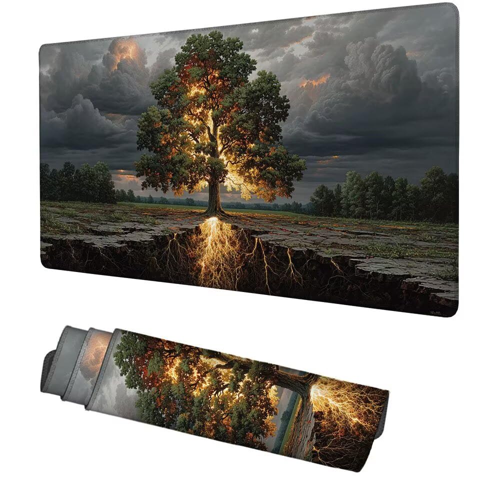 Podkładka pod mysz szara podkładka pod mysz 1000 x 400 x 3 mm podkładka pod mysz do gier drzewo pulpit ochraniacz na biurko akcesoria do gier poprawa precyzji i szybkości, dla gracza PC, laptopa