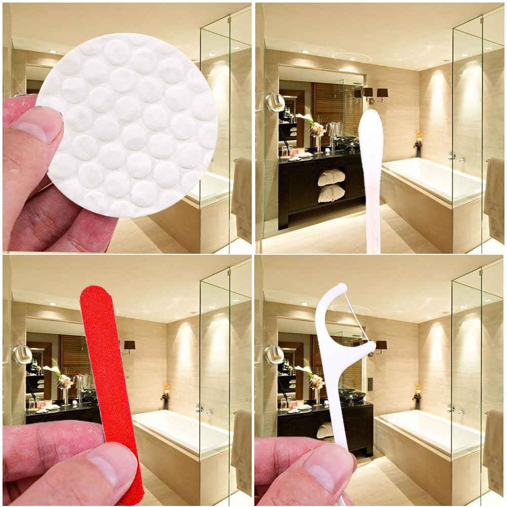 Hotel Vanity Set,Hotelbedarf Toilettenartikel einzeln verpackt,Hotel Vanity Kit mit Wattepads, Wattestäbchen,Zahnseide und Nagelfeile,Mini Reiseprodukte,Kosmetik Set (200 Stück)