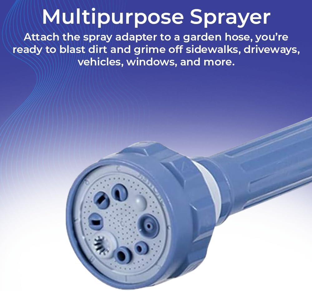 Garden Water Jet Sprayer | Spray Nozzle for Water Hose | 8 Spray Patterns | Push Pull Lever to Control Water Volume | Built In Soap Dispenser | Flowers, Pet Washing, Siding, Cars, Boats