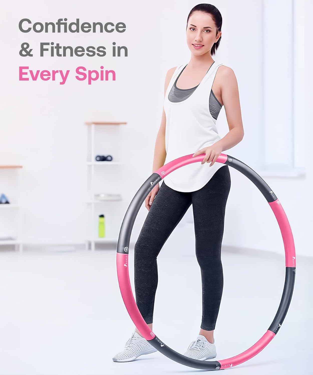 ROMIX Ważony Hula Hoop, Profesjonalne Zdejmowany 8 Segmentowy Hoola Hoop Odpowiednie dla Dorośli i Dzieci, Ważona Regulowane Piankowa Wyściełana Obrecz Fitness do Redukcji Wagi