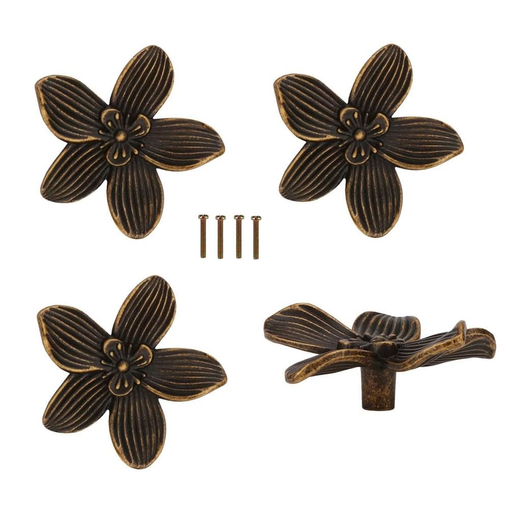 Littimoon Flower Drawer Knobs Petal Cabinet Knobs Dresser Knobs Furniture Drawer Pulls Handles for Wardrobe Door Pulls