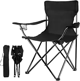 Cadeira Dobrável Portátil para Camping e Pesca, Poliéster e Ferro, com Porta Copos e Bolsa de Transporte, Suporta até 120kg