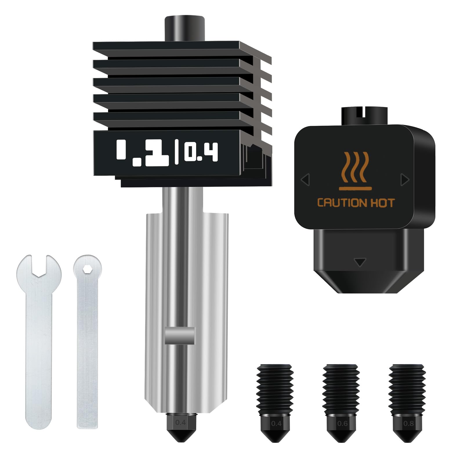 P2S H2S H2D Hotend z 1 szt. dyszą ze stali hartowanej 0,4 mm, 0,6 mm, 0,8 mm, zestaw hot end ekstrudera Hartowana stalowa dysza do Bambulab P2S/H2S/H2D/H2D Combo/A1/A1 Mini 3D drukarki