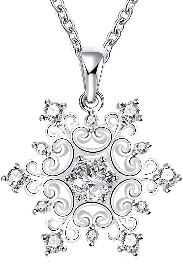 GNIMEGIL Happy Gogou Snowflake Pendant Crystal Christmas Necklaces for Women Silver Color Cute Necklaces for Adult 18 Inches Link Chain Mother's Day
