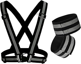 Gilet de Sécurité Ajustable + 2 Bracelets Réfléchissants,Haute Visibilité,Élastique & Respirant,idéal pour Jogging,Vélo,Moto, Hommes et Femmes,Parfait pour Plein air et Randonnée
