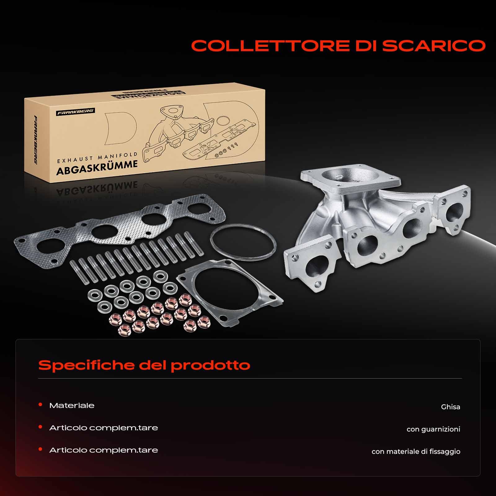 Frankberg Collettore di scarico Collettore Benzina Compatibile con 207 WA WC 1.4L 307 Break 3E 1.6L 206 CC 2D 1.6L Berlingo Multispace B9 1.6L 206 Compatto 2A/C 1.6L Replace# 0341G2