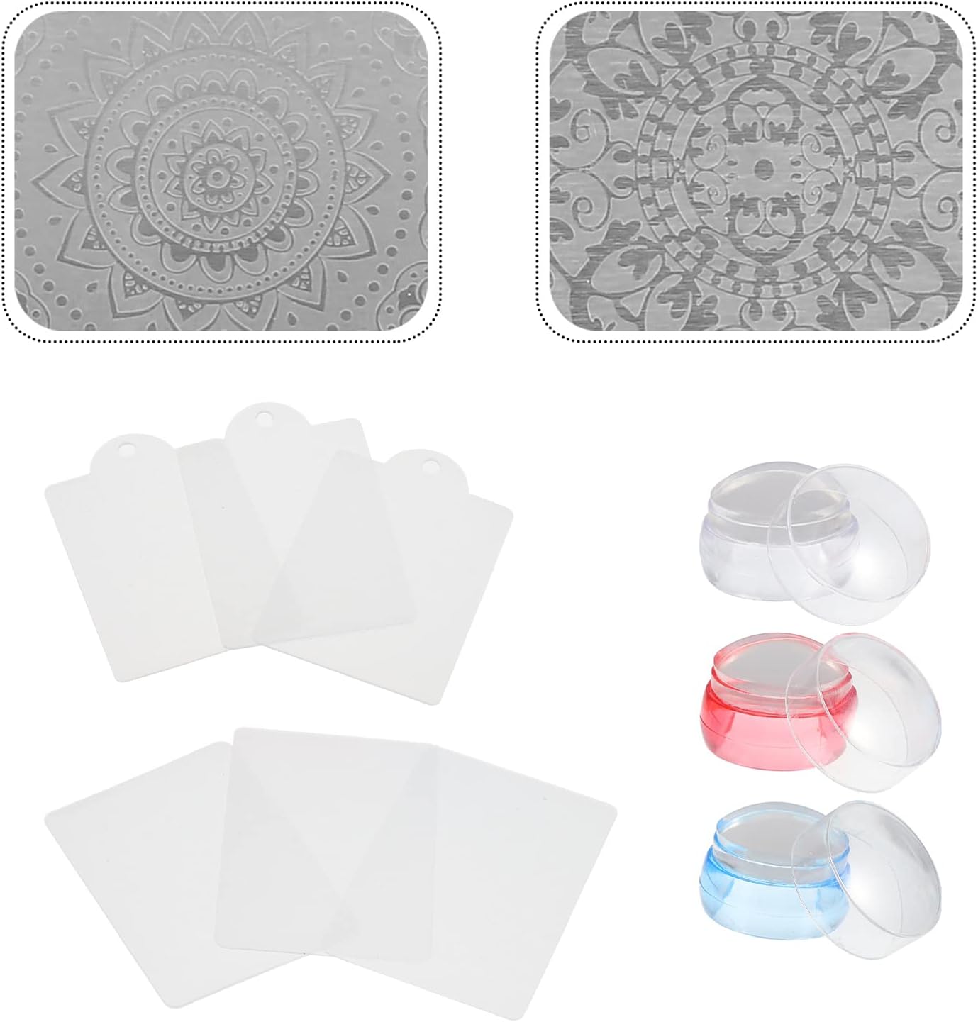 Minkissy 3 Sets Silicone Nail Stamper Nail Art Template Clear Nail Stamp Plates Manicure Image Plate for Salon Beauty Home Shop - Image 5