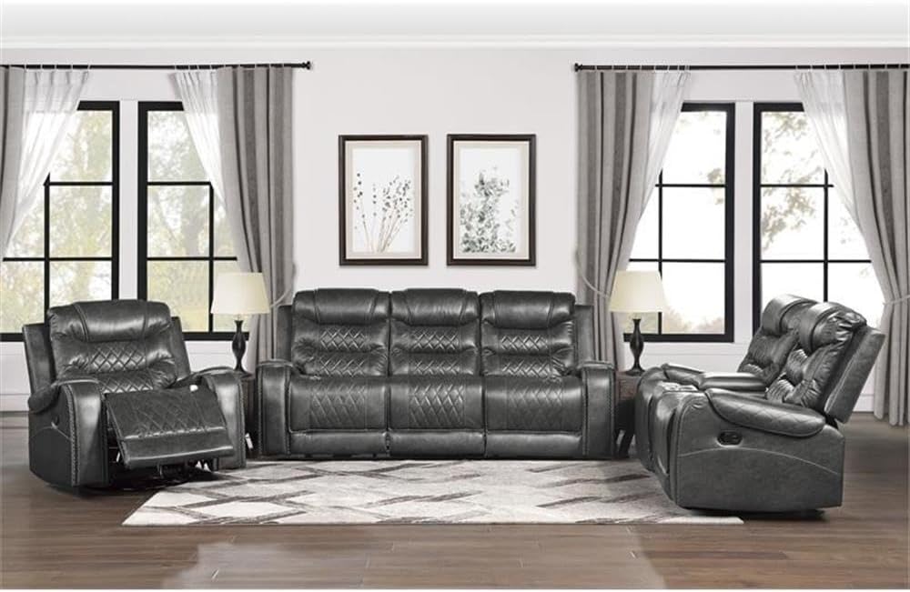 Lexicon Derringer Wall Hugger Manual Double Glider Reclining Loveseat, Gray