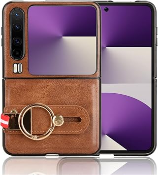 SHIEID Leather Case Compatible with Huawei Pura X Cases, With Strap Premium PU Leather Huawei Pura X Cover-Brown