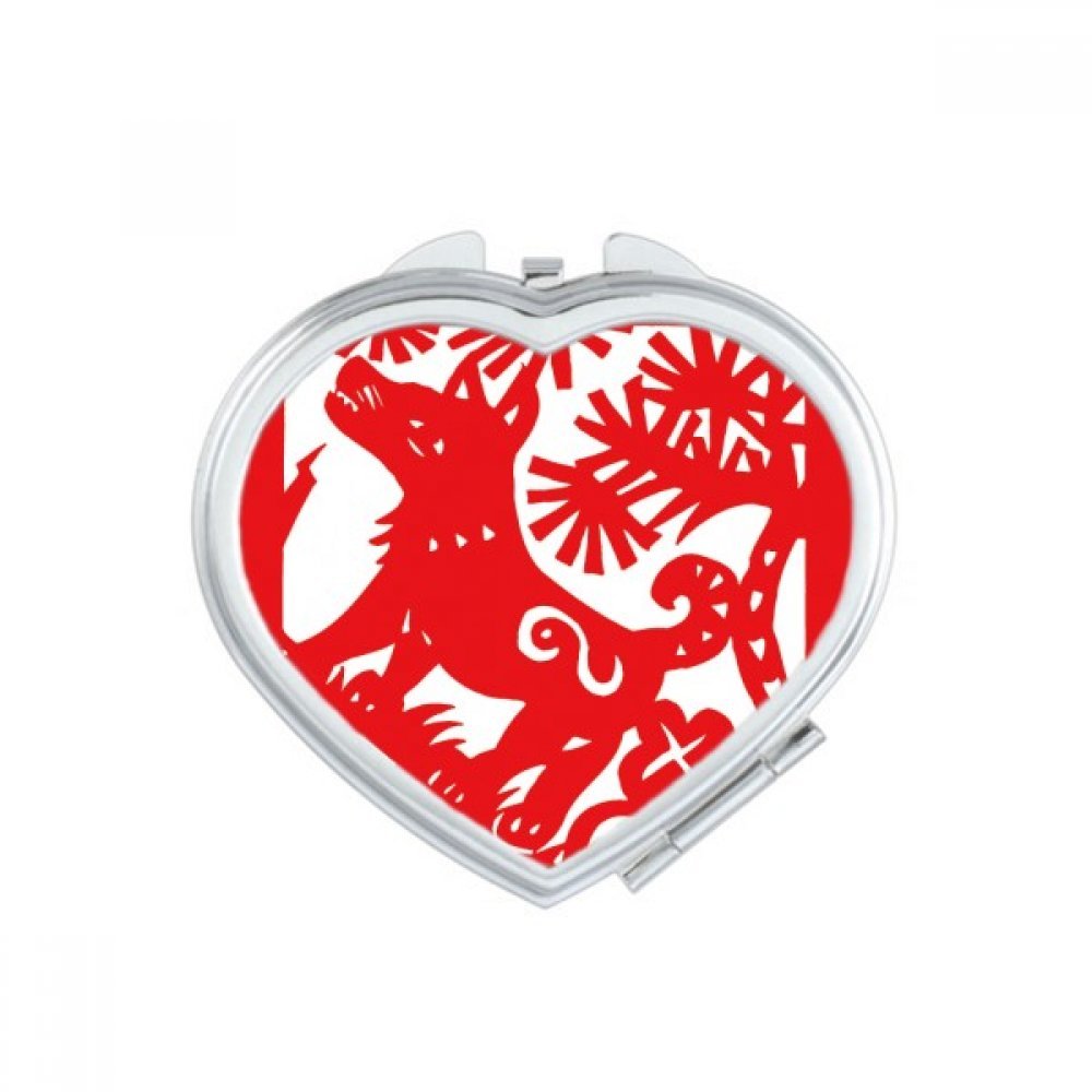 Miroir compact chien zodiaque pour maquillage de poche fait main