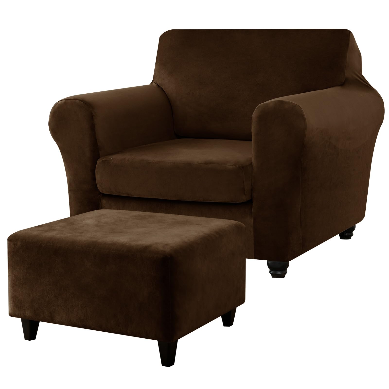 Housse de fauteuil et ottomane en velours pour un salon cocooning et chaleureux