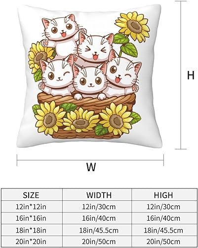 Miniatura 2 de Aimeryup Throw Pillow Covers 12x12 Inch Cute Cat Sunflower Decorative Pillow Covers Cushion Covers cojines decorativos para sala Pillow Cases Cute
