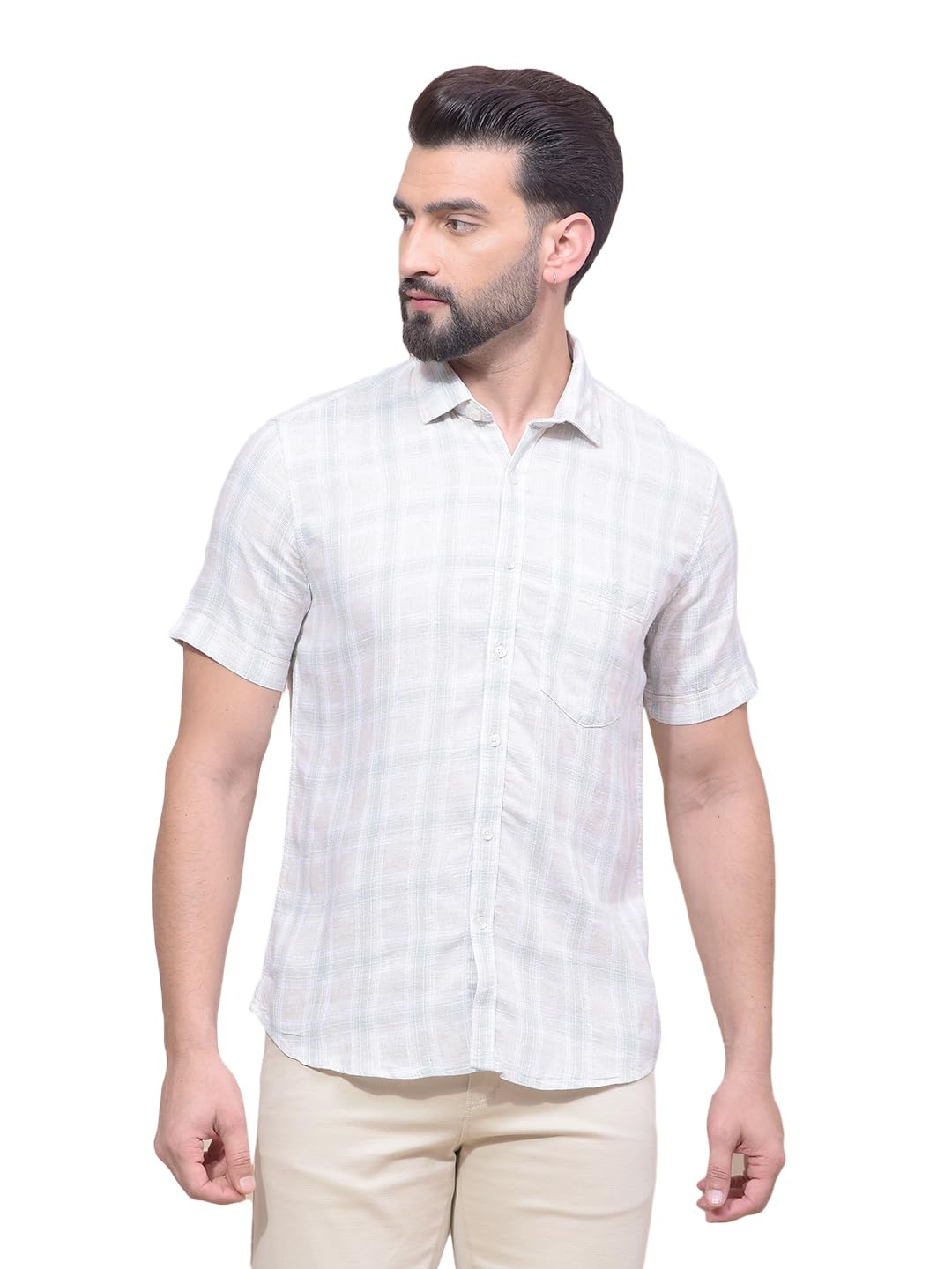 Crimsoune Club Men's Multi-Color Checked Linen Shirt-image-1