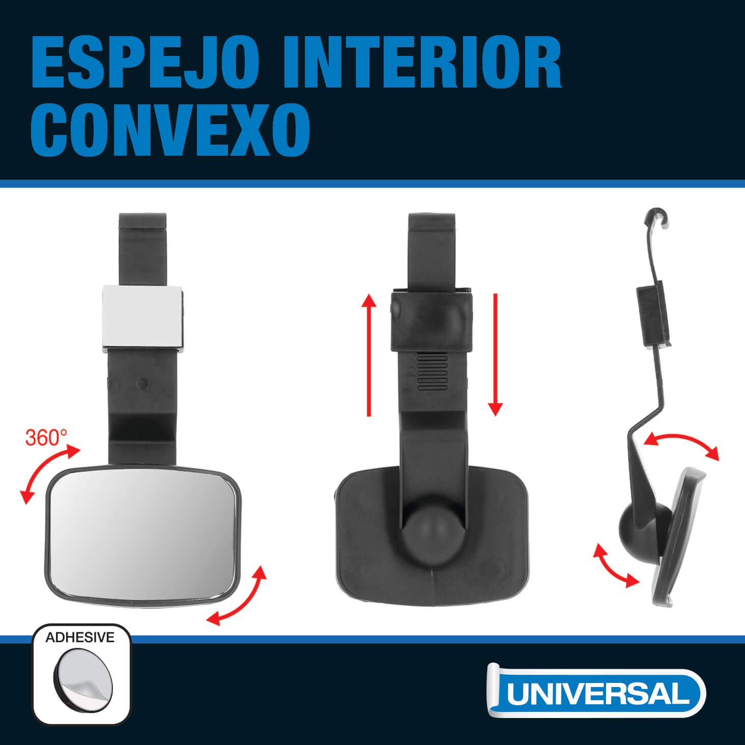 SUMEX Miroir Intérieur Panoramique Convexe 25 Cm – Anti-Aveuglement & Facile à Poser