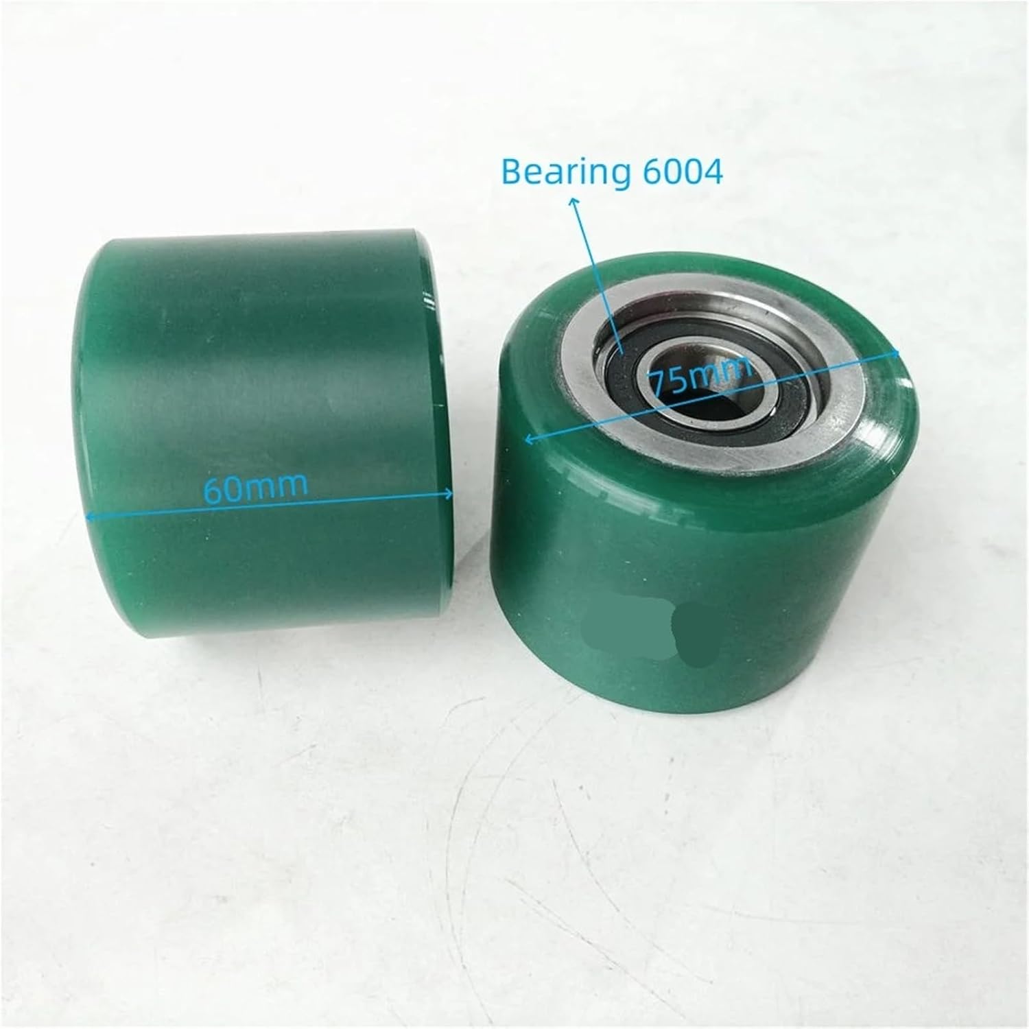 75 * 60 * 6004 Escalator Parts Green Wheel for Escalator Handrail Tension OD75mm W60mm Bearing 6004