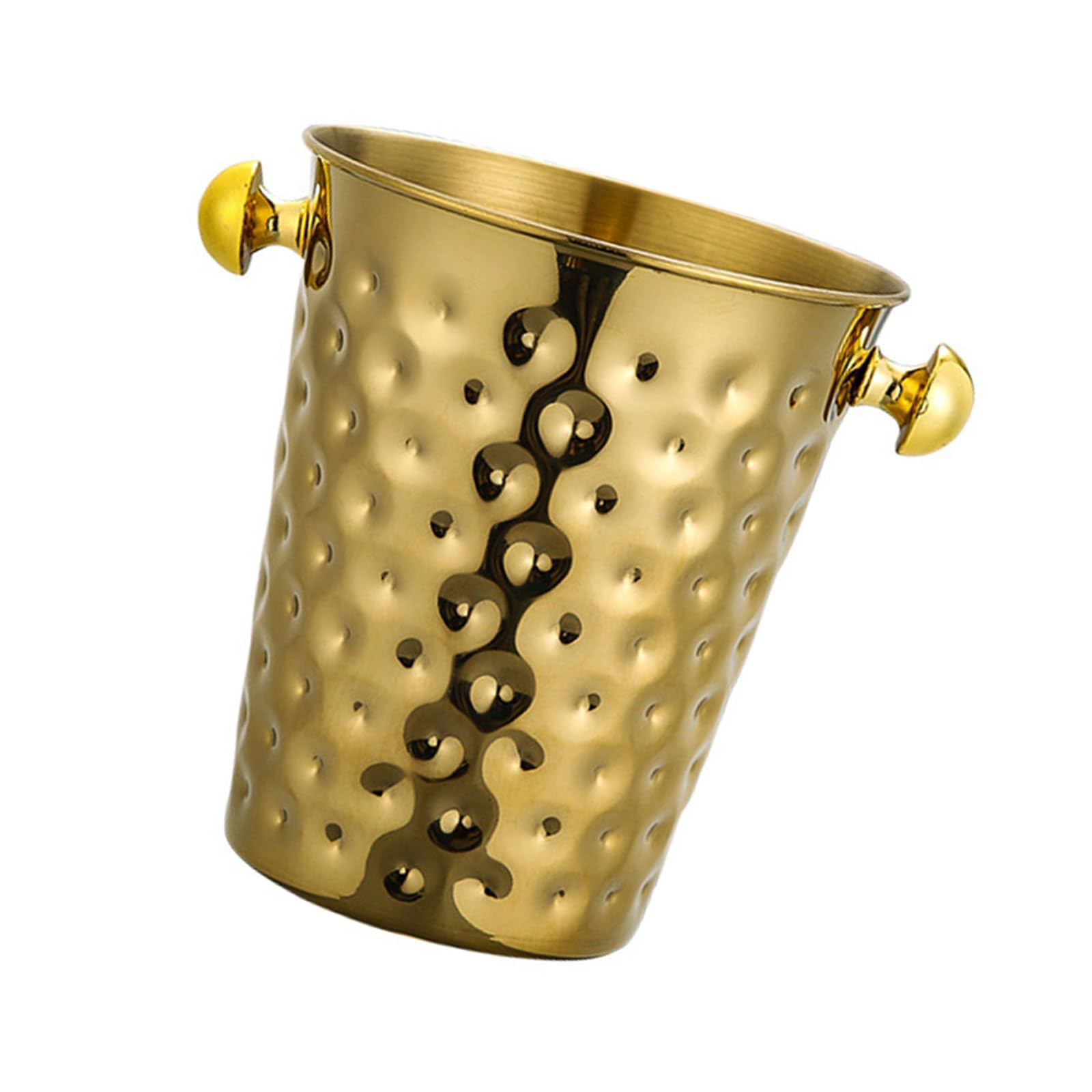 Elnwnnkc Gold Mouth Wine Bucket Beverage Tub Hammer Pattern Stainsless Steels Ice Buckets Drinkware For Parities, Gathering Champagnes Bucket Metal Drink Coolers Wine Drinking