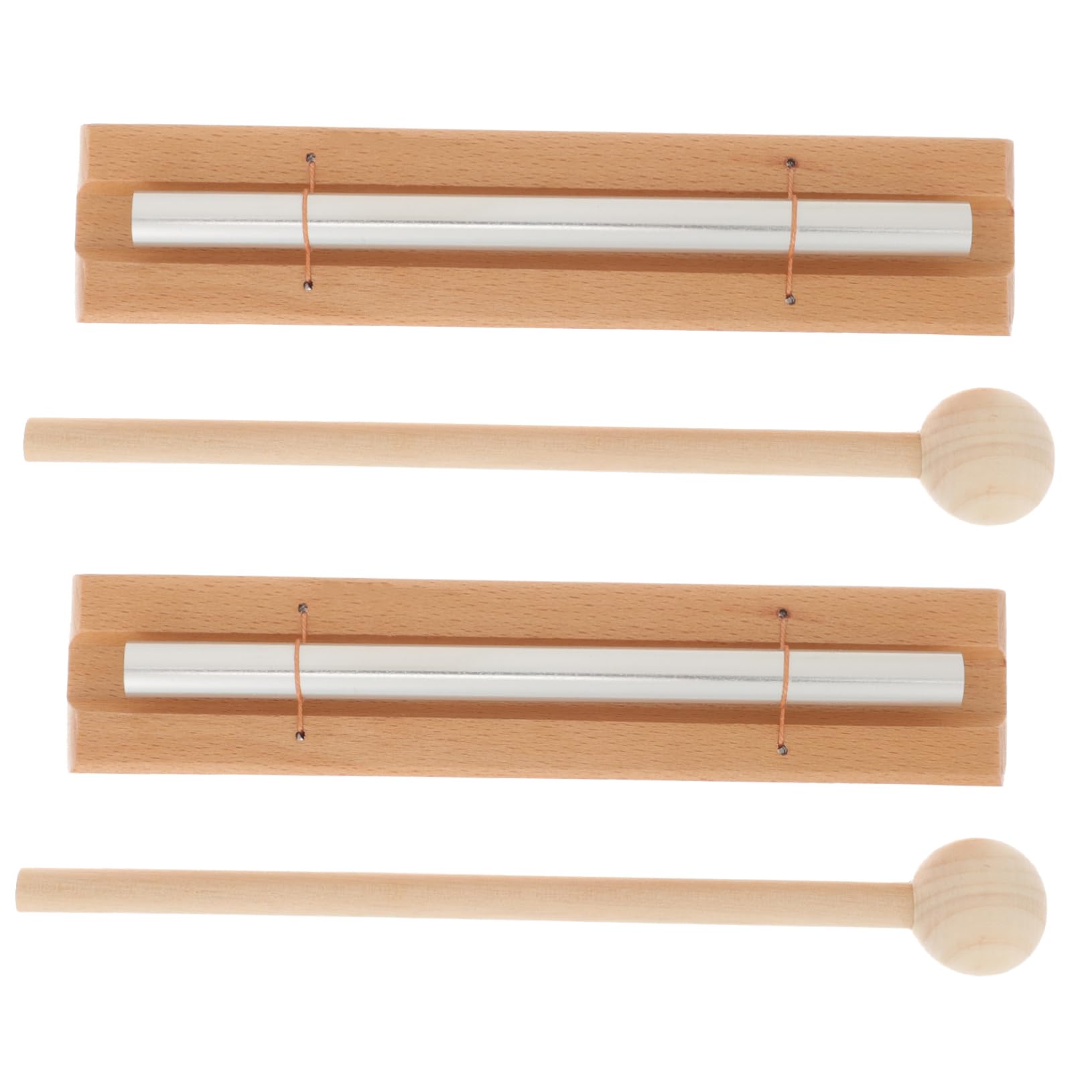 Campanelli a Mano per Meditazione e Mindfulness, Set da 2 in Metallo e Legno Base Stabile, Strumenti a Percussione per Yoga, Aula e Preghiera, Suono Nitido e Prolungato