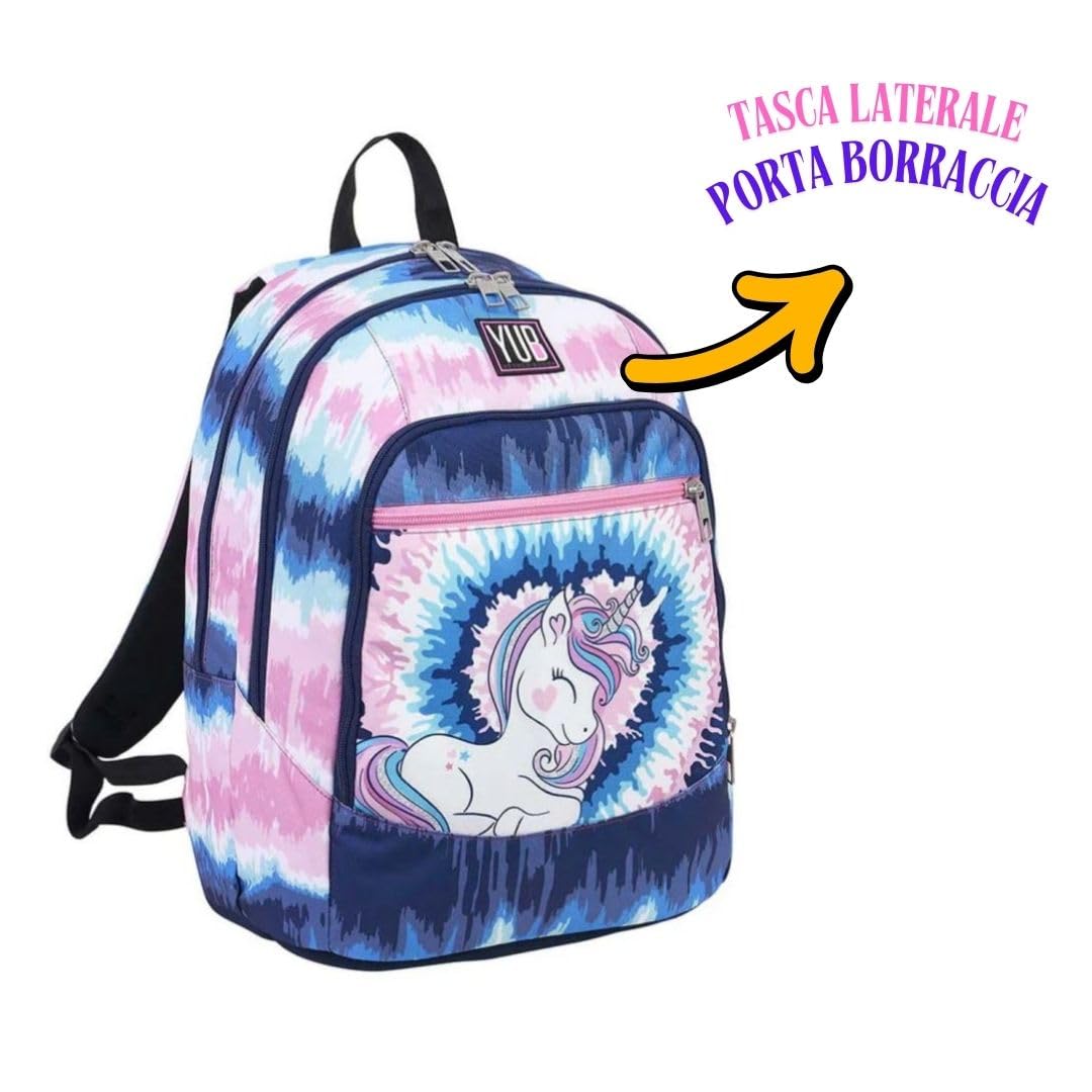 Seven Set Scuola Girl PWR, Zaino con Astuccio 3 Zip e bustina