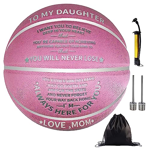 Joinow Personalized Outdoor Basketball Gifts For Kids And Adults Leather Basketballs 29.5" Indoor Engraved Birthday Graduation Back To School Christmas-You Will Never Lose, You Either Learn Or Win #TOP4
