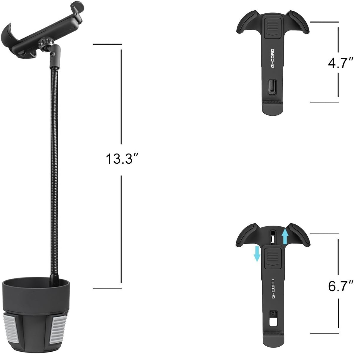 G-Cord Flexible Extra Long Arm Cup Holder Mount for iPhone and other Smartphones