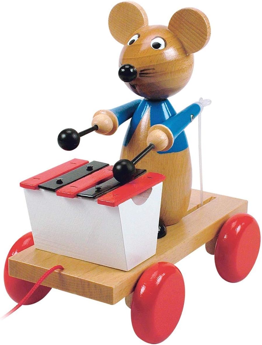 Woodyland 21 x 19 cm Didactic Toys Pull Along Mouse with Xylophone