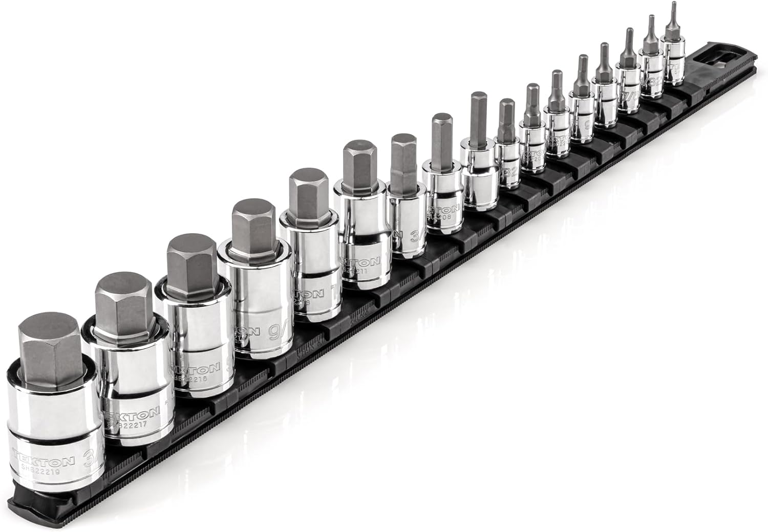 TEKTON 3/8, 1/2 Inch Drive Shallow External Star Socket Set with Rail, 14-Piece (E4 - E24) | SHD99100