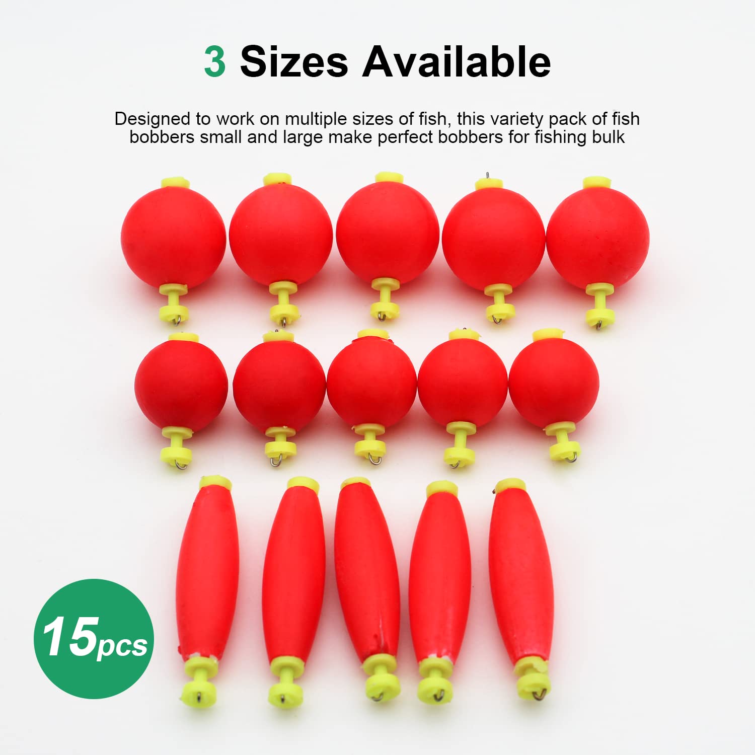 Fishing Bobber Slip Bobbers for Fishing 15 Pcs Foam Snap Weighted Floats Set Bobbers Fishing Tackle Accessories Fishing Supplies