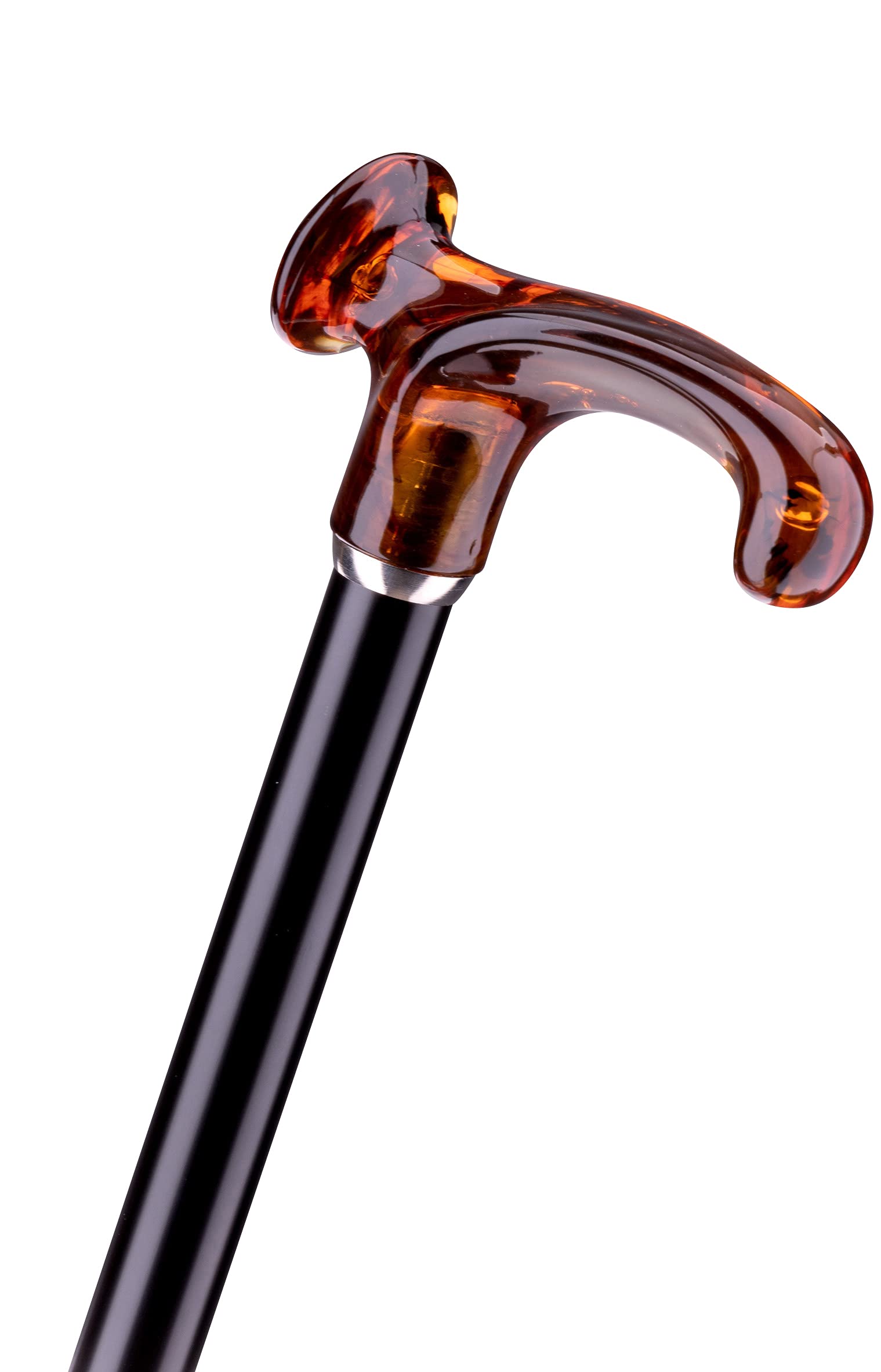 Gehstock Relax OSTSEE GOLD, anatomischer Griff Bernstein- Optik, Metallstock schwarz, verstellbar 78-100 cm, stabiler Gummipuffer., Tragerichtung:RECHTS