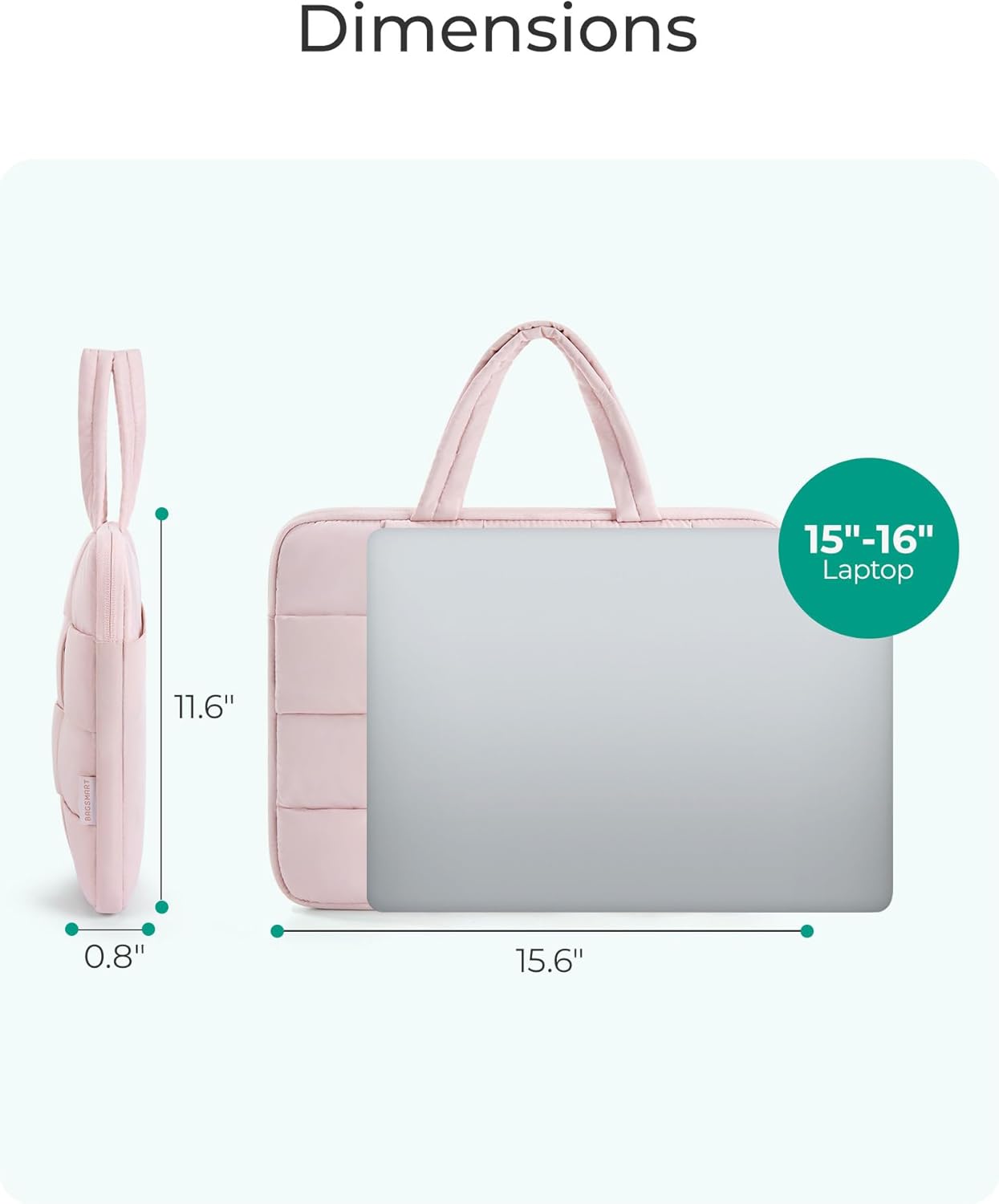 BAGSMART Laptop Case, Puffy Laptop Sleeve with Handle, Compatible with MacBook Air Pro, Laptop Bag for Women - Image 6