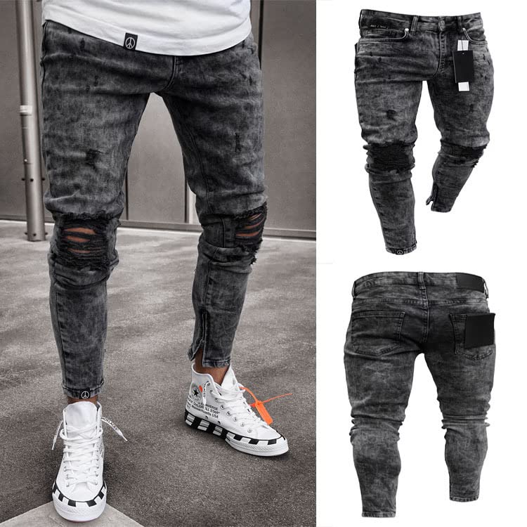Men's Ripped Men's Stretch Denim Pencil Pants3
