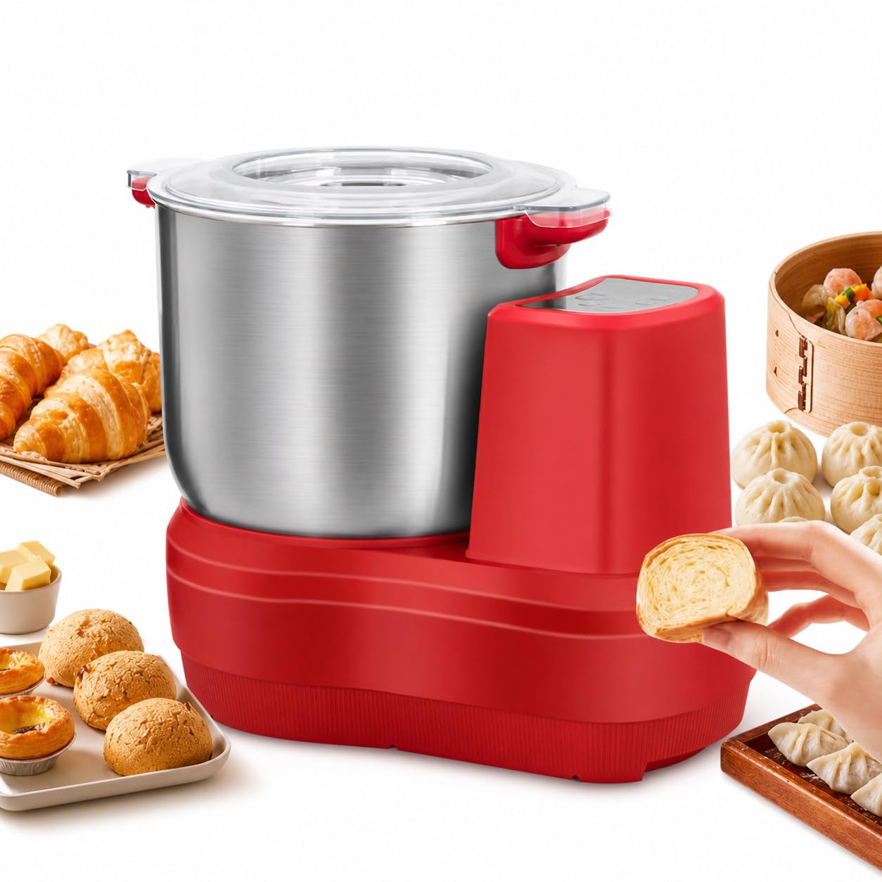 10l Acciaio Inox Macchina per Impastare con Funzione di Fermentazione, Impastatrice con Display Digitale, Impasto Uniforme Senza Grumi