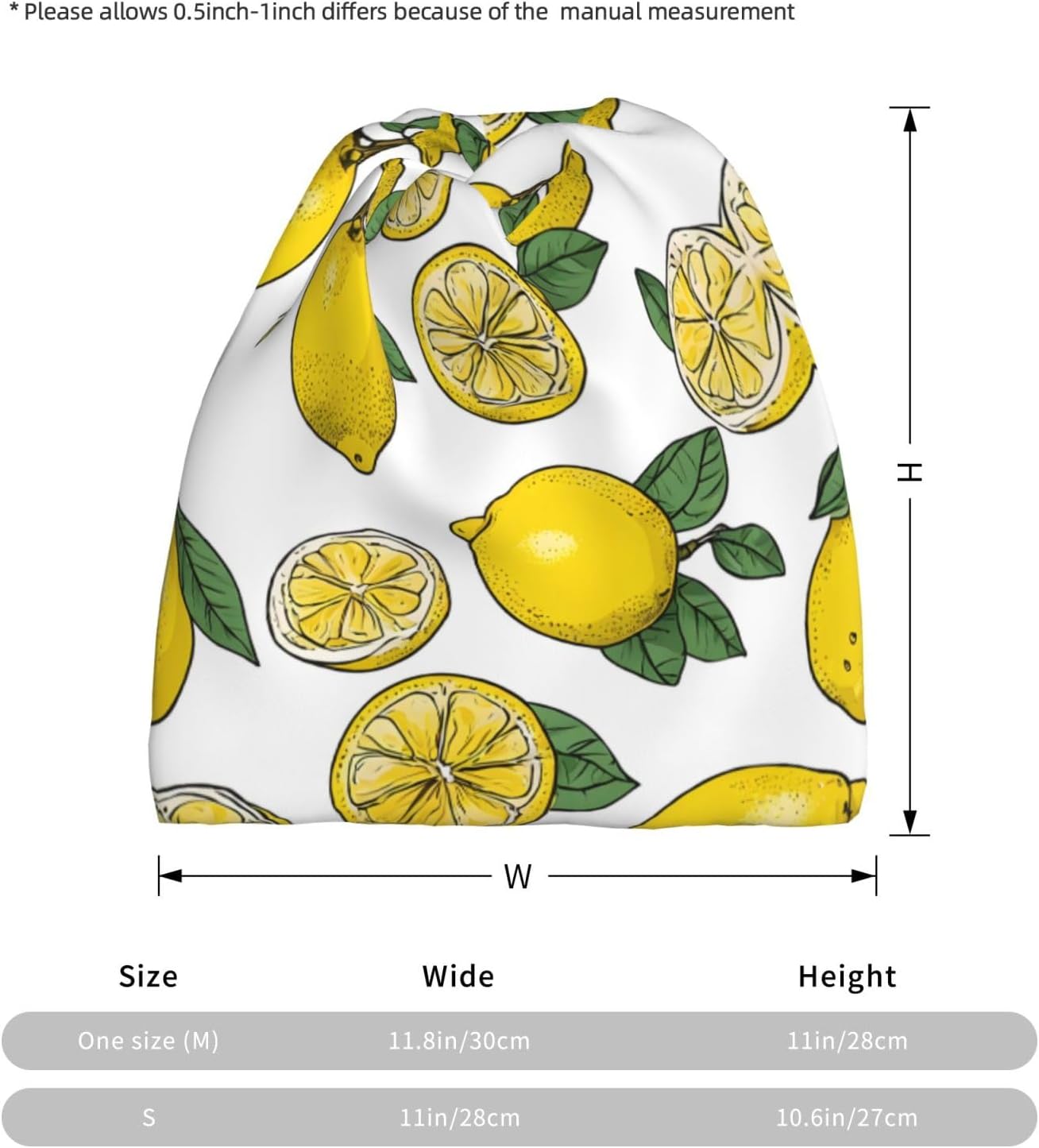 (Lemon Fruit Pattern) Multi-Functional Convertible Brimless Hat for Daily Outdoor Travel Use -
