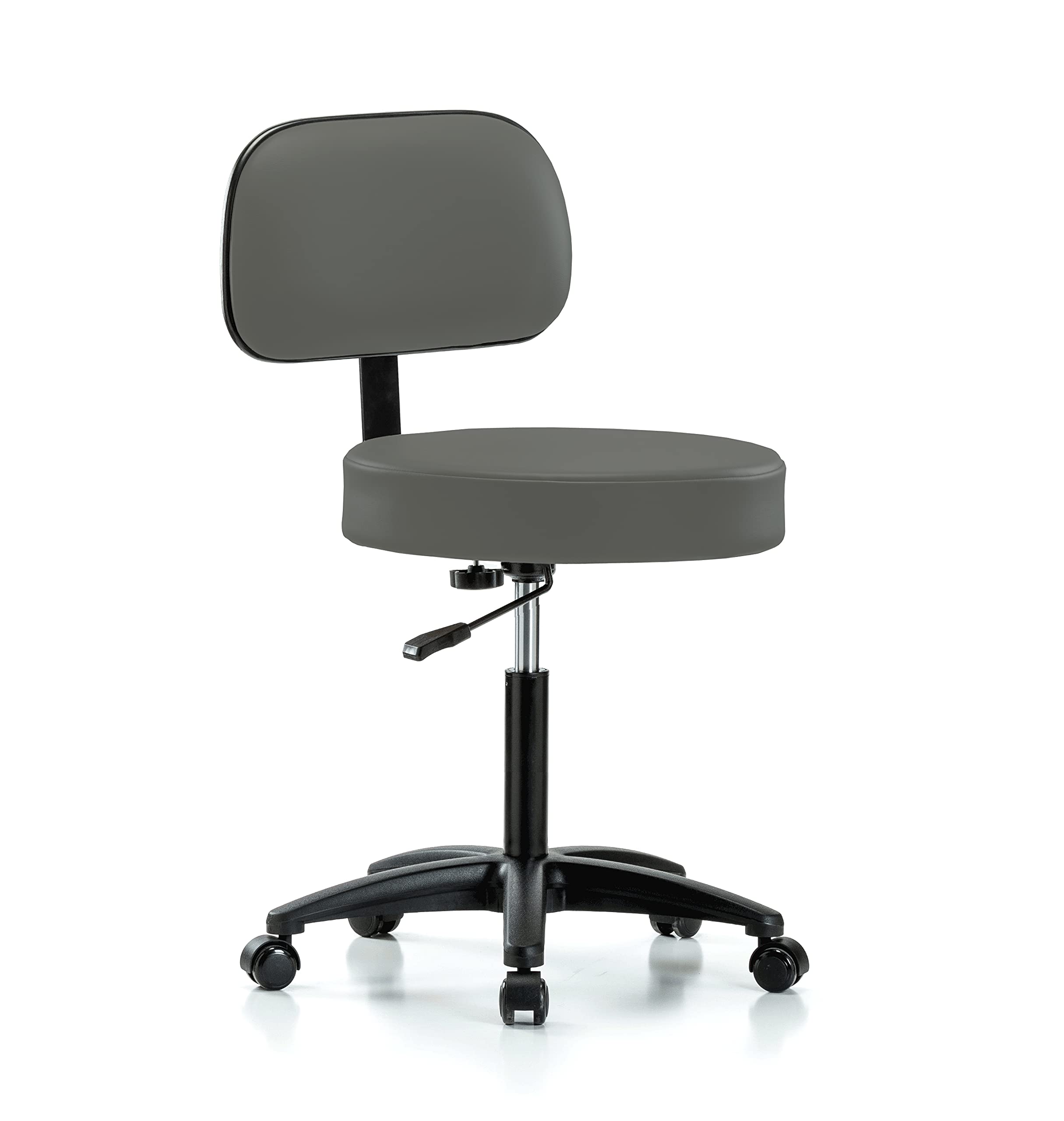 Perch Basic Exam Stool, Casters, 21-28.5", Charcoal