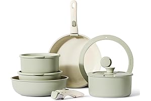 CAROTE 11pcs juego de sartenes, Set de utensilios de cocina antiadherente con mango desmontable