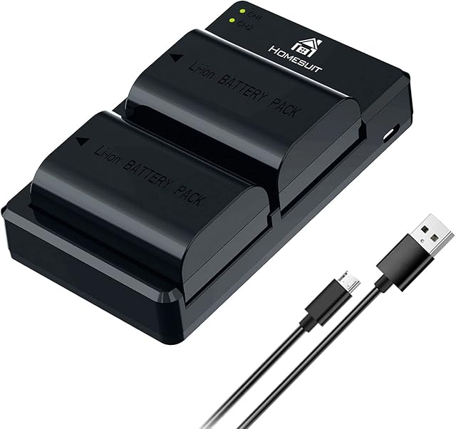 Homesuit LP-E6 LP-E6N Rechargeable Batteries (2 Pack) and USB Charger Set Compatible with Canon 5D Mark II III IV, 5Ds, 6D, 70D, 80D, 90D and More (2200mAh)
