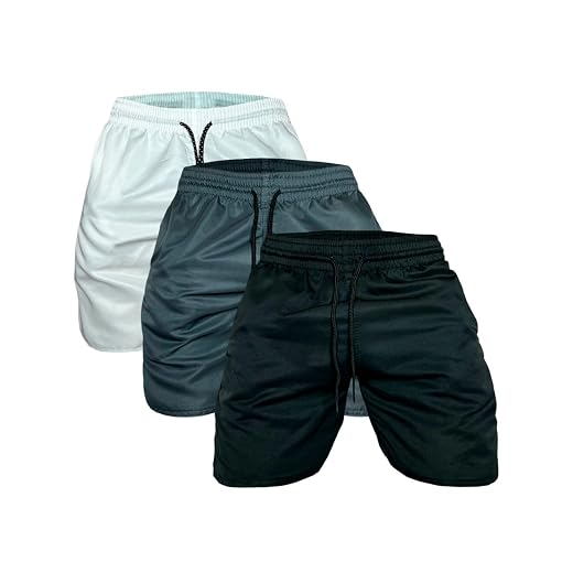 Genérico Kit 3 Bermuda Masculina Academia Tactel com Elastano Short Praia Treino Corrida