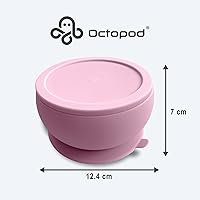 Vista 3 de Octopod - Cuenco de silicona con tapa para bebé, cuencos para niños pequeños y bebés, recipientes de comida para bebés, cuencos a prueba de derrames