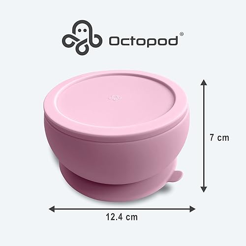 Miniatura 3 de Octopod - Cuenco de silicona con tapa para bebé, cuencos para niños pequeños y bebés, recipientes de comida para bebés, cuencos a prueba de derrames