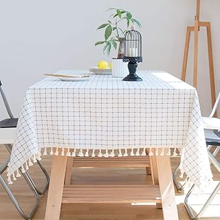 Deggodech Tassel Tablecloth Cotton Linen Whit...,