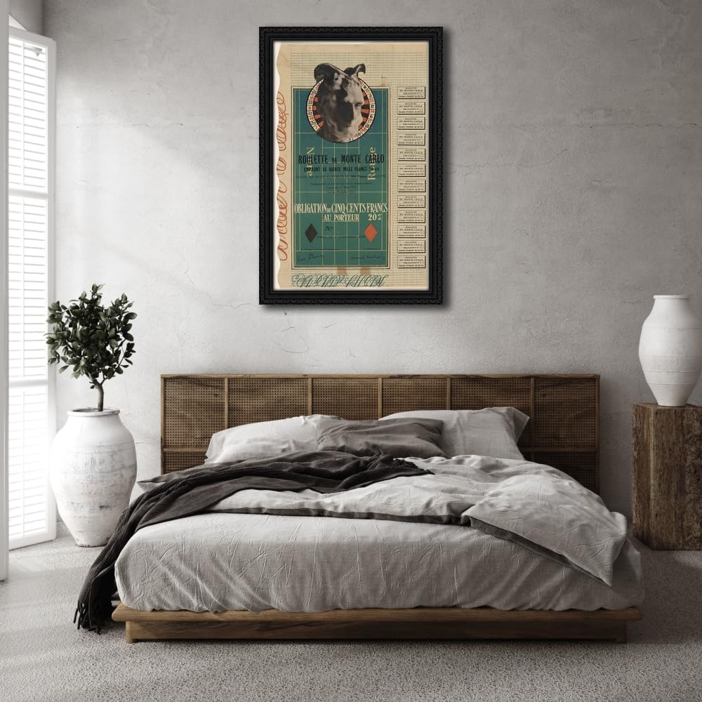 ArtDirect Marcel Duchamp - Monte Carlo Bond 27x40 Huge Black Ornate Wood Framed Canvas Giclee Art by Vintage Apple Collection