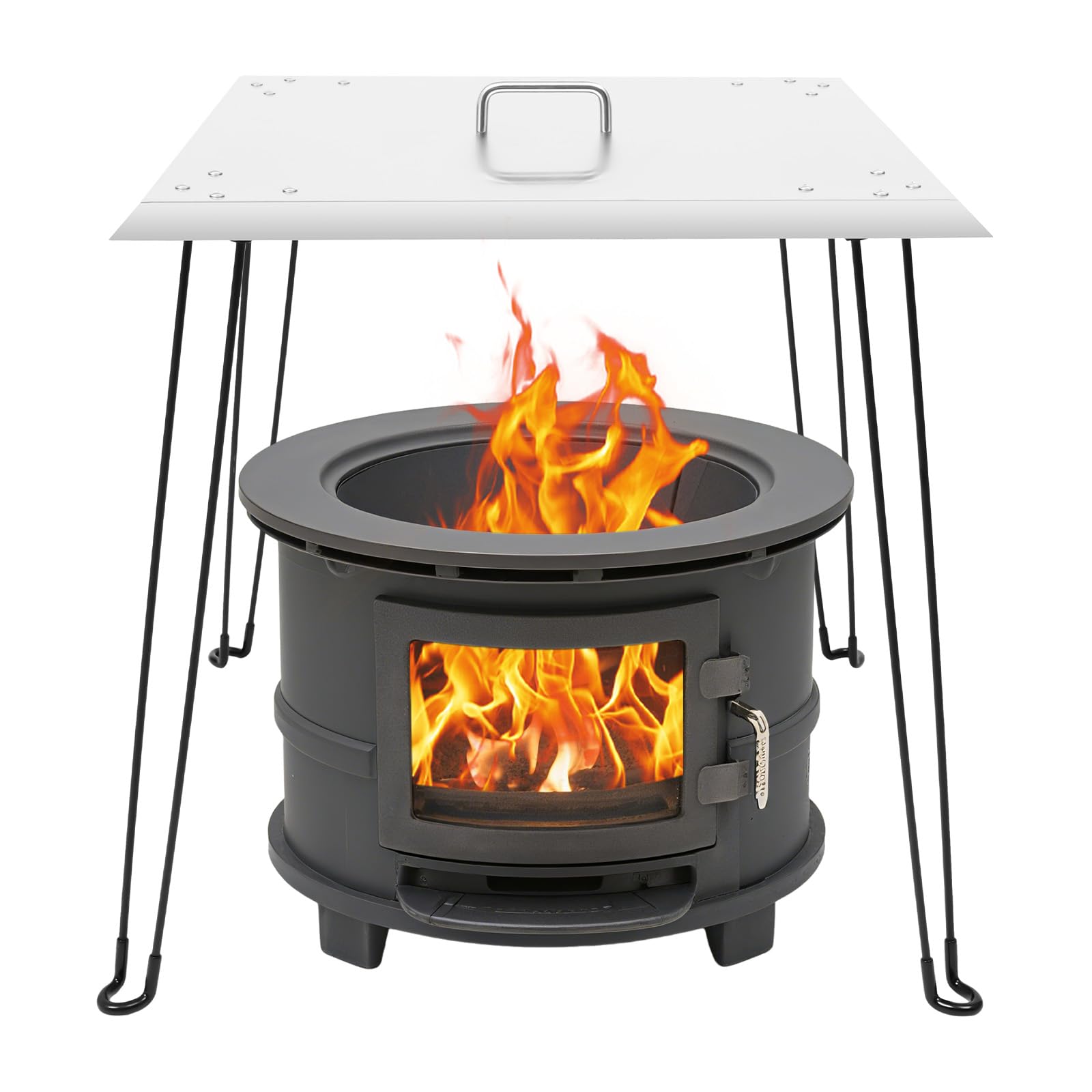 Fire Pit Heat Deflector, 24 x 24 x 24 Inch Stainless Steel Fire Pit Cover, Square Fire Pit Burner Cover 1.5mm Thick to Push Heat Down and Out, Fire Pit Lid with Foldable Legs and Carrying Handle-image-34