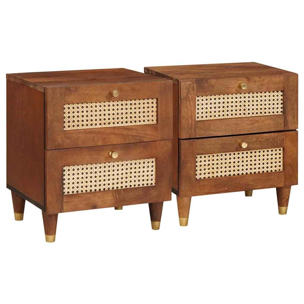 Table de chevet en bois d'acacia massif marron 40 cm lot de 2 tables d'appoint de chambre durables
