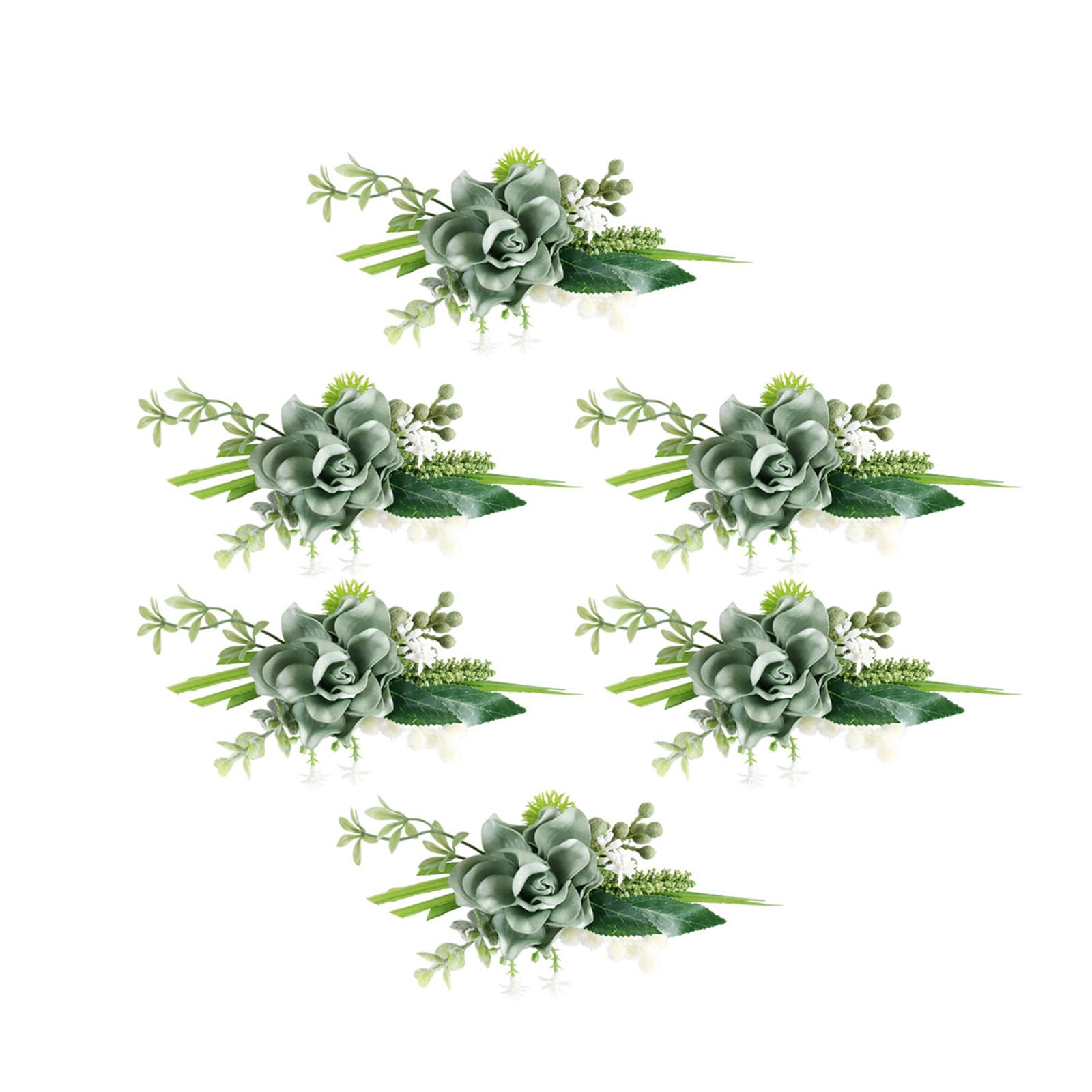 Hsioluted Wedding Wrist Corsage Party Accessories Artificial Flower Boutonniere Formal Occasion Brooch Chest Flower 6PCS Artificial