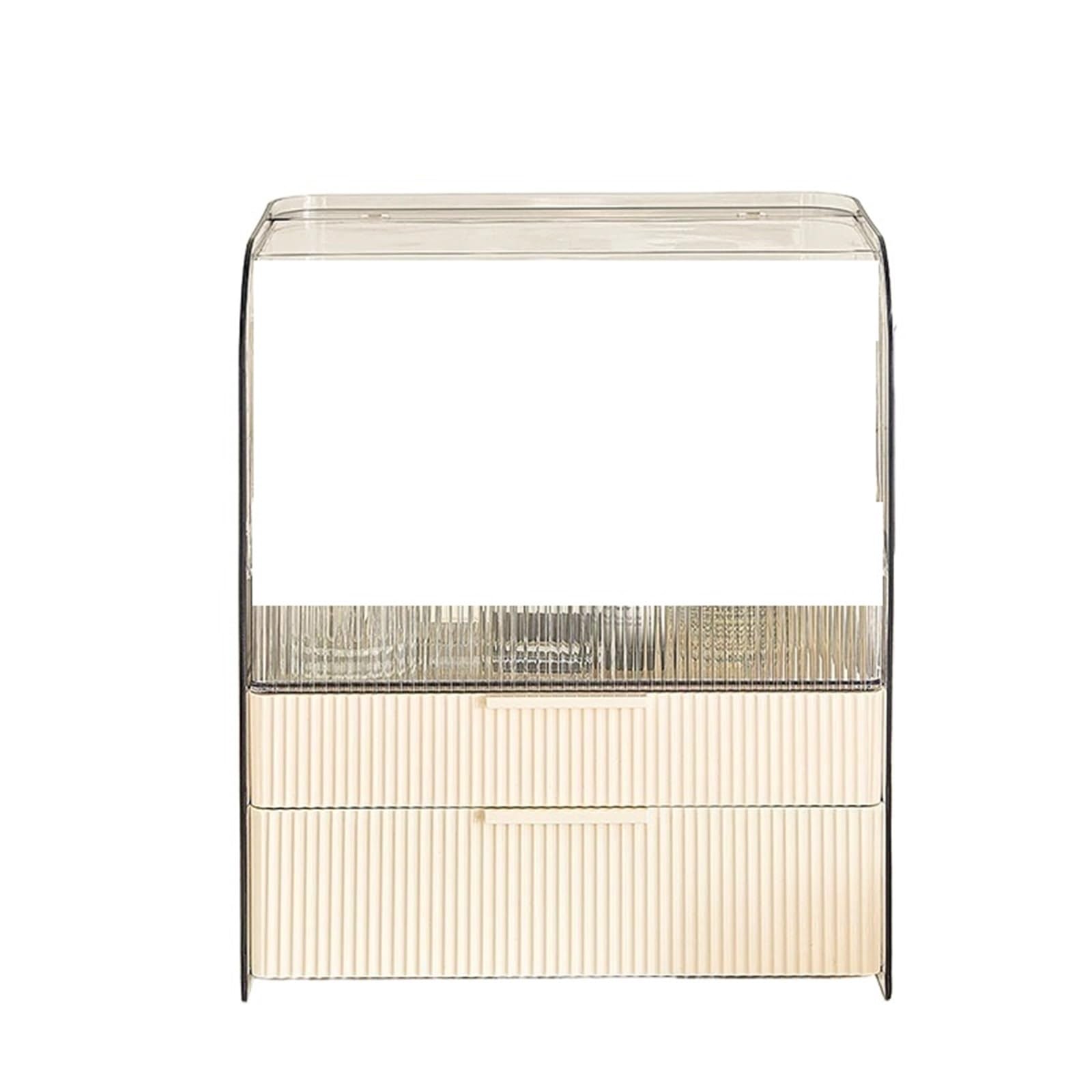 Generico Organizador de maquillaje transparente - Caja de almacenamiento de acrílico para el baño y el lápiz labial(Off-white color)
