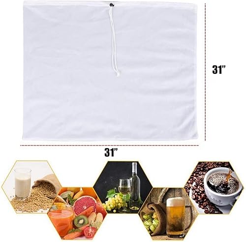 Miniatura 7 de Bolsa de preparación reutilizable de 5 galones, bolsa grande de nailon de fermentación para colar vino, bolsas de grano de 250 micrones, bolsa de