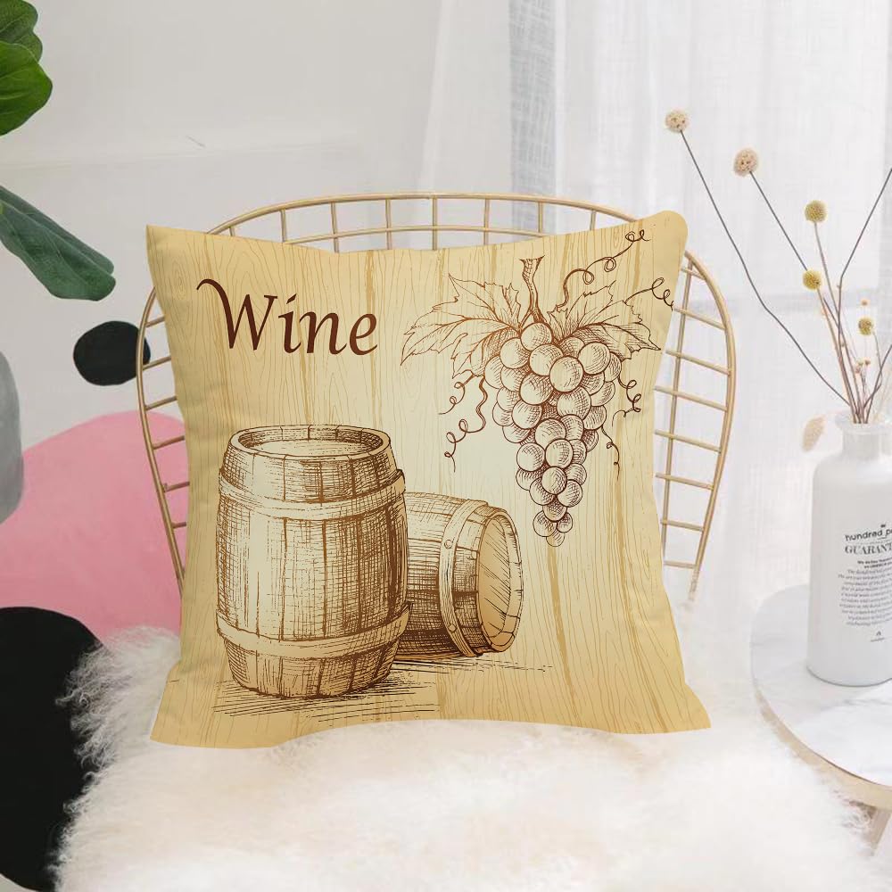 HYMSXW Cushion Cover,Throw Pillow Case Home Decorative for Living Room Bedroom Sofa Chair 20X20 Inch,wine barrel wooden vintage image,Pillowcase 50X50cm
